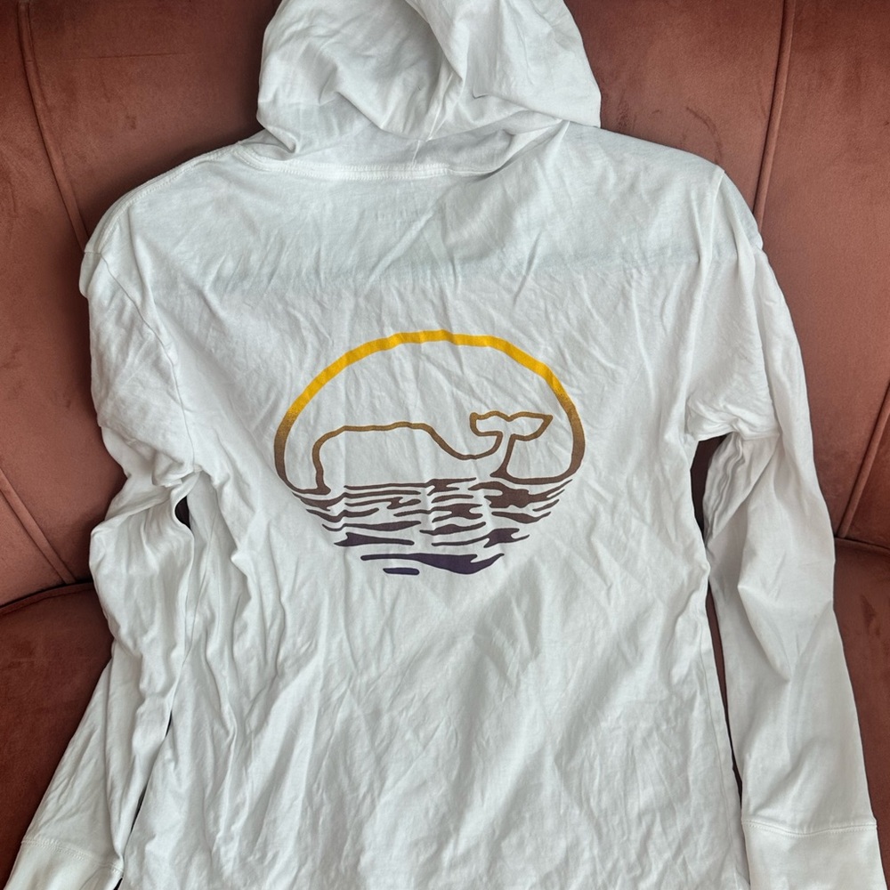 Vineyard Vines White Hoodie with Blue Logo